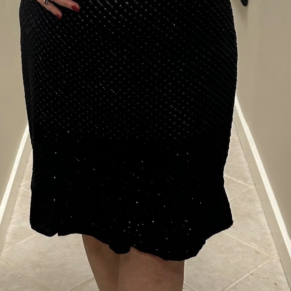 St John Navy Beaded Cocktail Dress